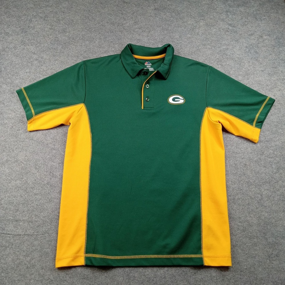 Green Bay Packers Shirt Mens‎ Medium Green NFL Football Majestic Polo Top